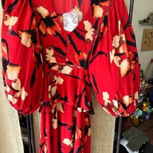 Elegant Red Floral Dress - Band of the Free